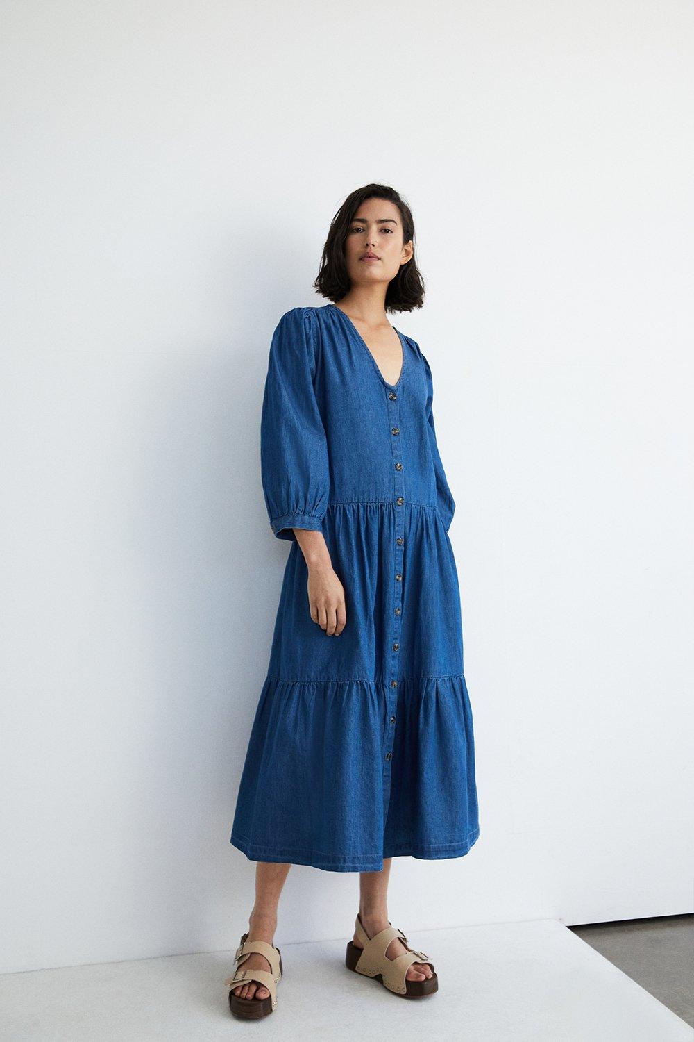 Warehouse midi sale denim dress